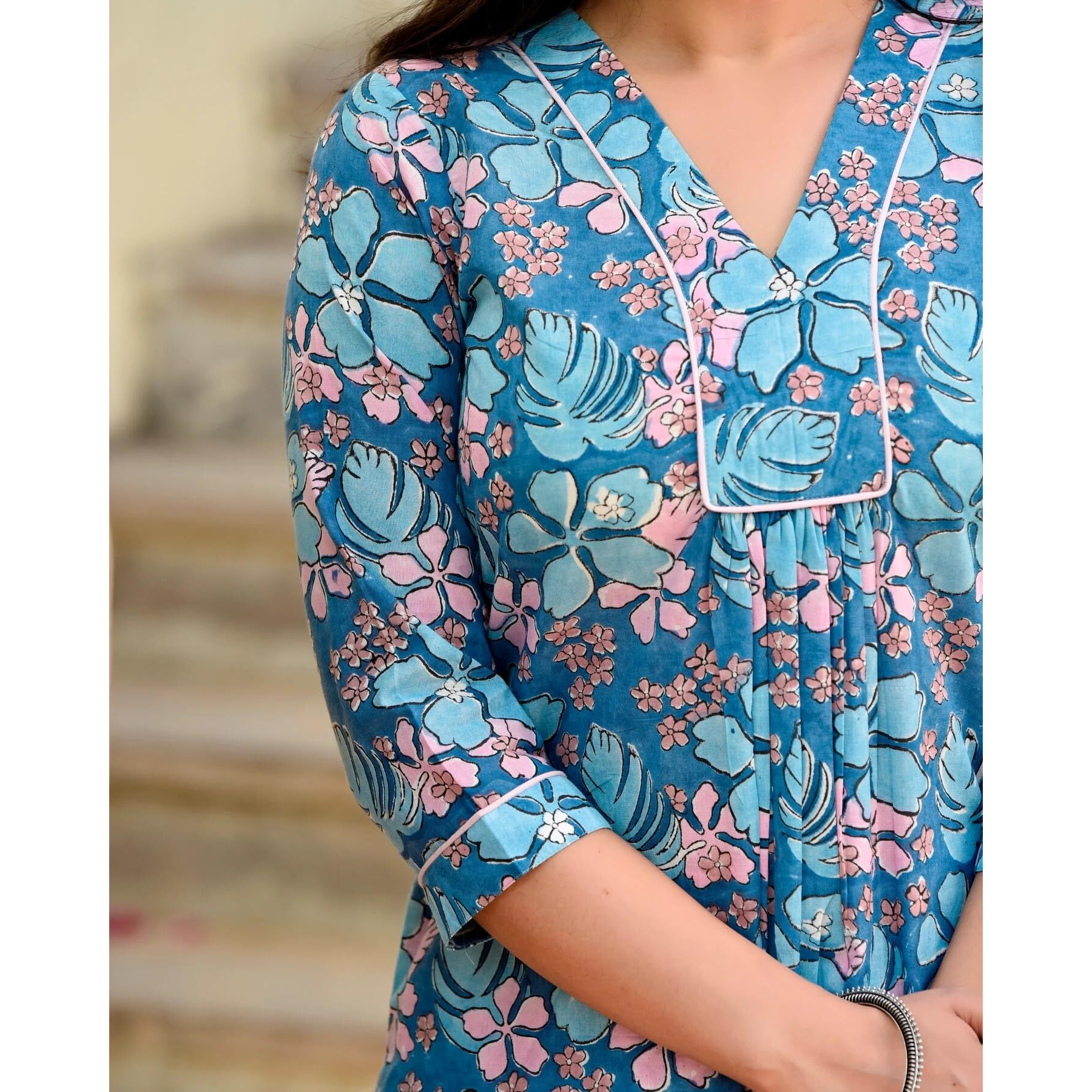 FABNEX Cotton Blend Kurta Set For Women | Women Kurta | Women Kurta Sets Kurtis | Women Kurta Pant Set | Women Kurta Pant Set Women Kurti Set With Pant (K-49-50) (2Xl, Blue)