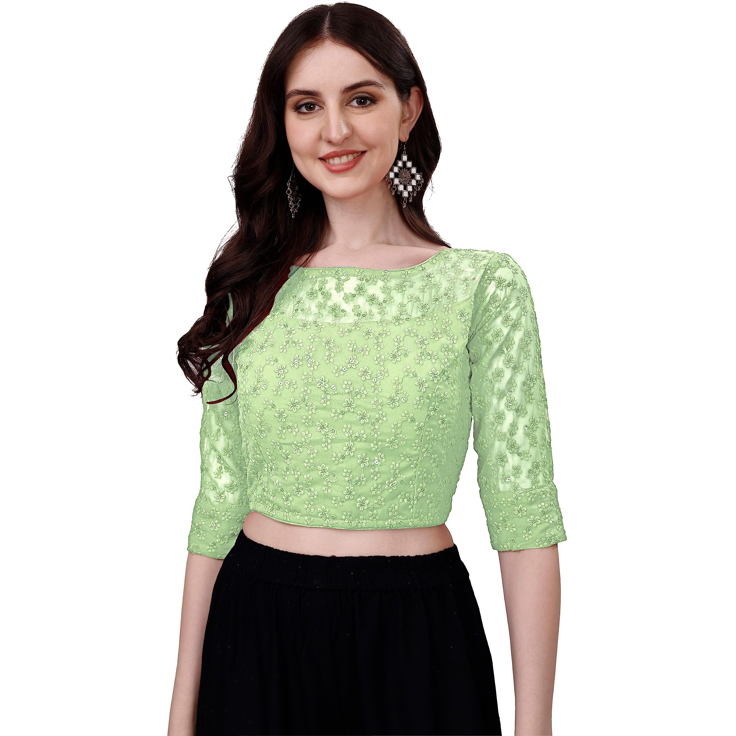 Pujia Mills Blouse for Women Blouse Readymade Stylish Design Blouses for Women Readymade Blouse for Women Stylish Fancy Blouse Stitched Blouse for Women Saree Blouse Pista Colour Blouse Readymade