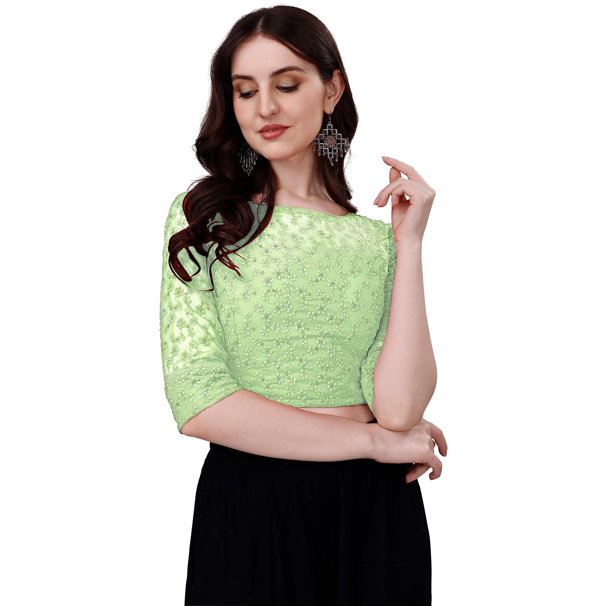 Pujia Mills Blouse for Women Blouse Readymade Stylish Design Blouses for Women Readymade Blouse for Women Stylish Fancy Blouse Stitched Blouse for Women Saree Blouse Pista Colour Blouse Readymade