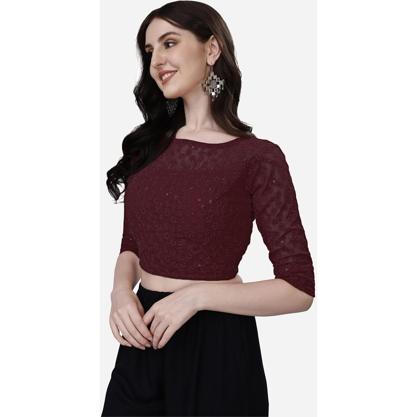 Pujia Mills Blouse for Women Blouse Readymade Stylish Design Blouses for Women Readymade Blouse for Women Stylish Fancy Blouse Stitched Blouse for Women Saree Blouse Maroon Blouse Readymade