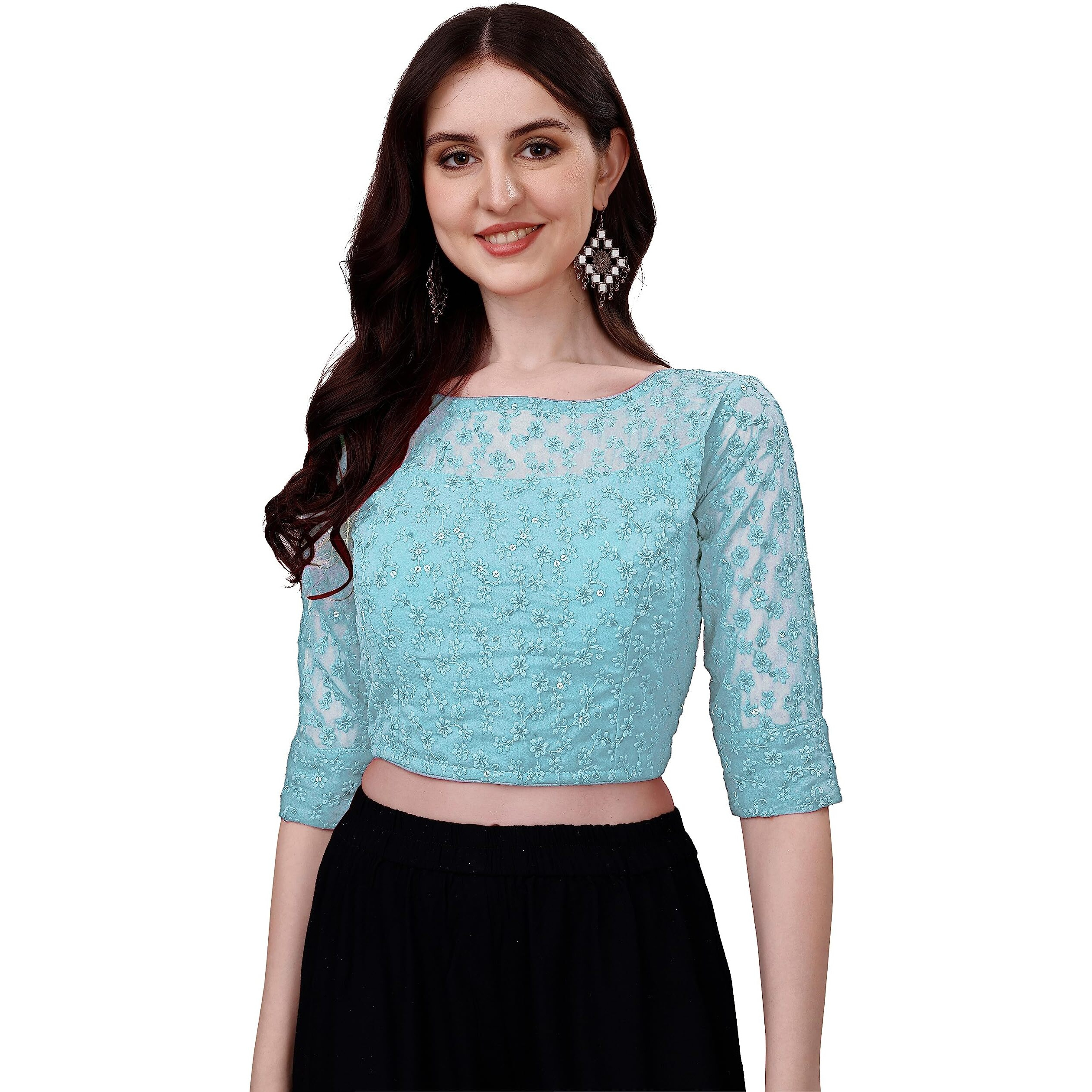 Pujia Mills Blouse for Women Blouse Readymade Stylish Design Blouses for Women Readymade Blouse for Women Stylish Fancy Blouse Stitched Blouse for Women Saree Blouse sea Green Blouse Readymade
