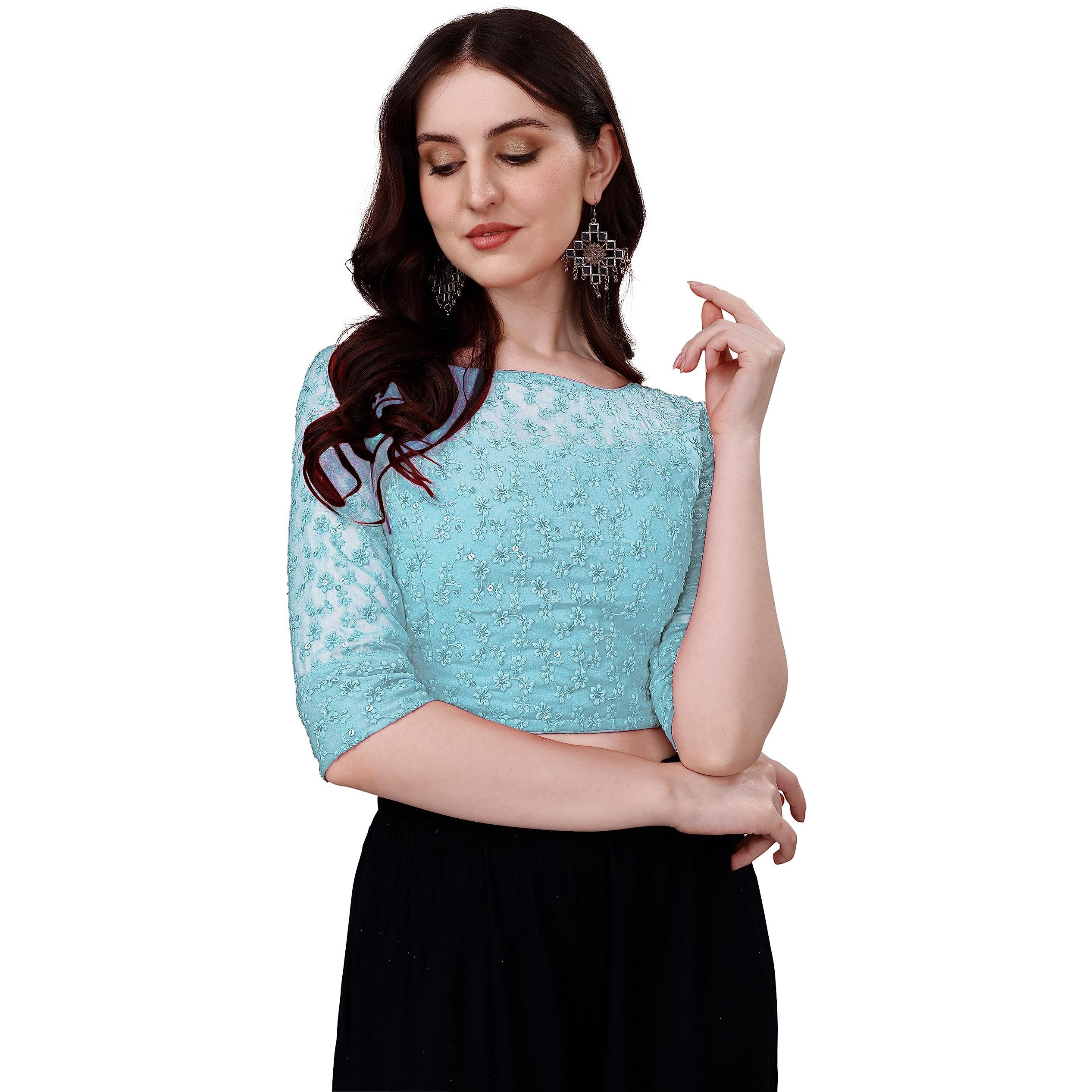 Pujia Mills Blouse for Women Blouse Readymade Stylish Design Blouses for Women Readymade Blouse for Women Stylish Fancy Blouse Stitched Blouse for Women Saree Blouse sea Green Blouse Readymade