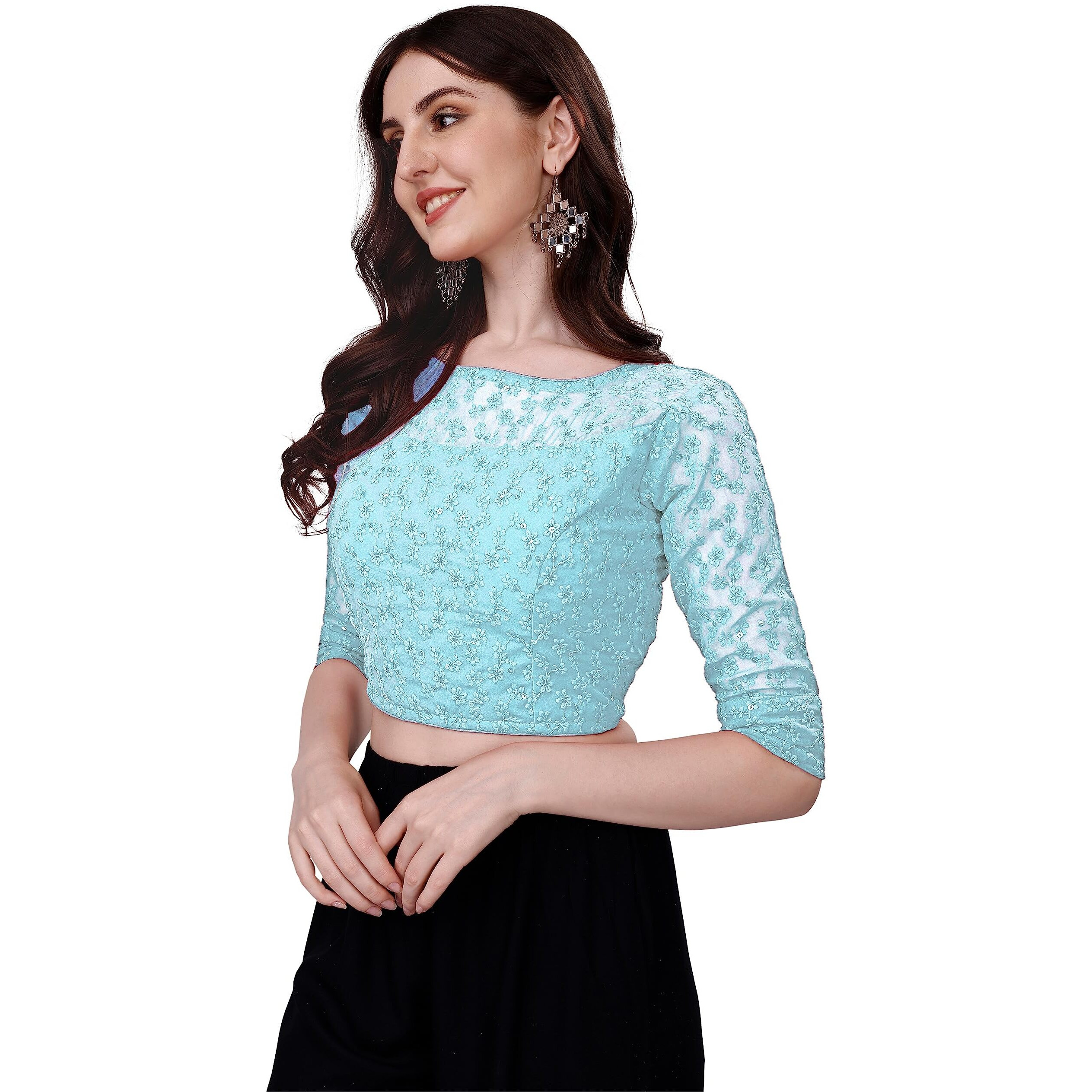Pujia Mills Blouse for Women Blouse Readymade Stylish Design Blouses for Women Readymade Blouse for Women Stylish Fancy Blouse Stitched Blouse for Women Saree Blouse sea Green Blouse Readymade