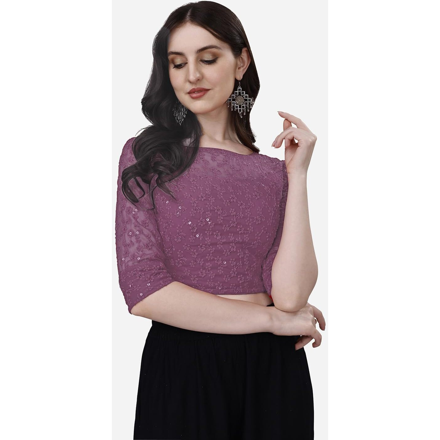 Pujia Mills Blouse for Women Blouse Readymade Stylish Design Blouses for Women Readymade Blouse for Women Stylish Fancy Blouse Stitched Blouse for Women Saree Blouse Onion Color Blouse Readymade