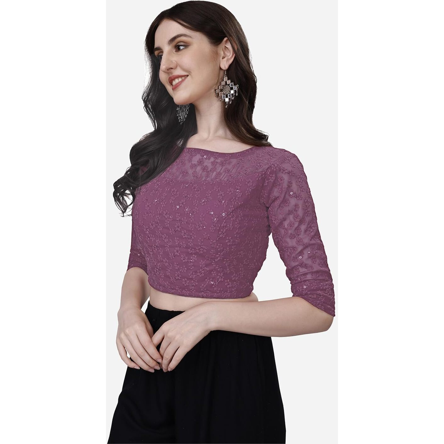 Pujia Mills Blouse for Women Blouse Readymade Stylish Design Blouses for Women Readymade Blouse for Women Stylish Fancy Blouse Stitched Blouse for Women Saree Blouse Onion Color Blouse Readymade