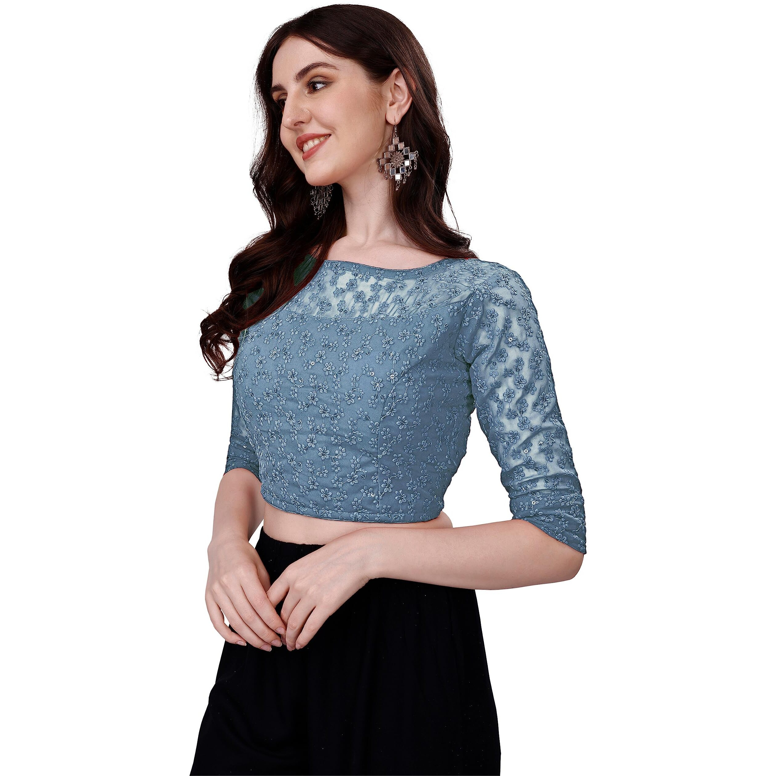 Pujia Mills Blouse for Women Blouse Readymade Stylish Design Blouses for Women Readymade Blouse for Women Stylish Fancy Blouse Stitched Blouse for Women Saree Blouse Grey Blouse Readymade