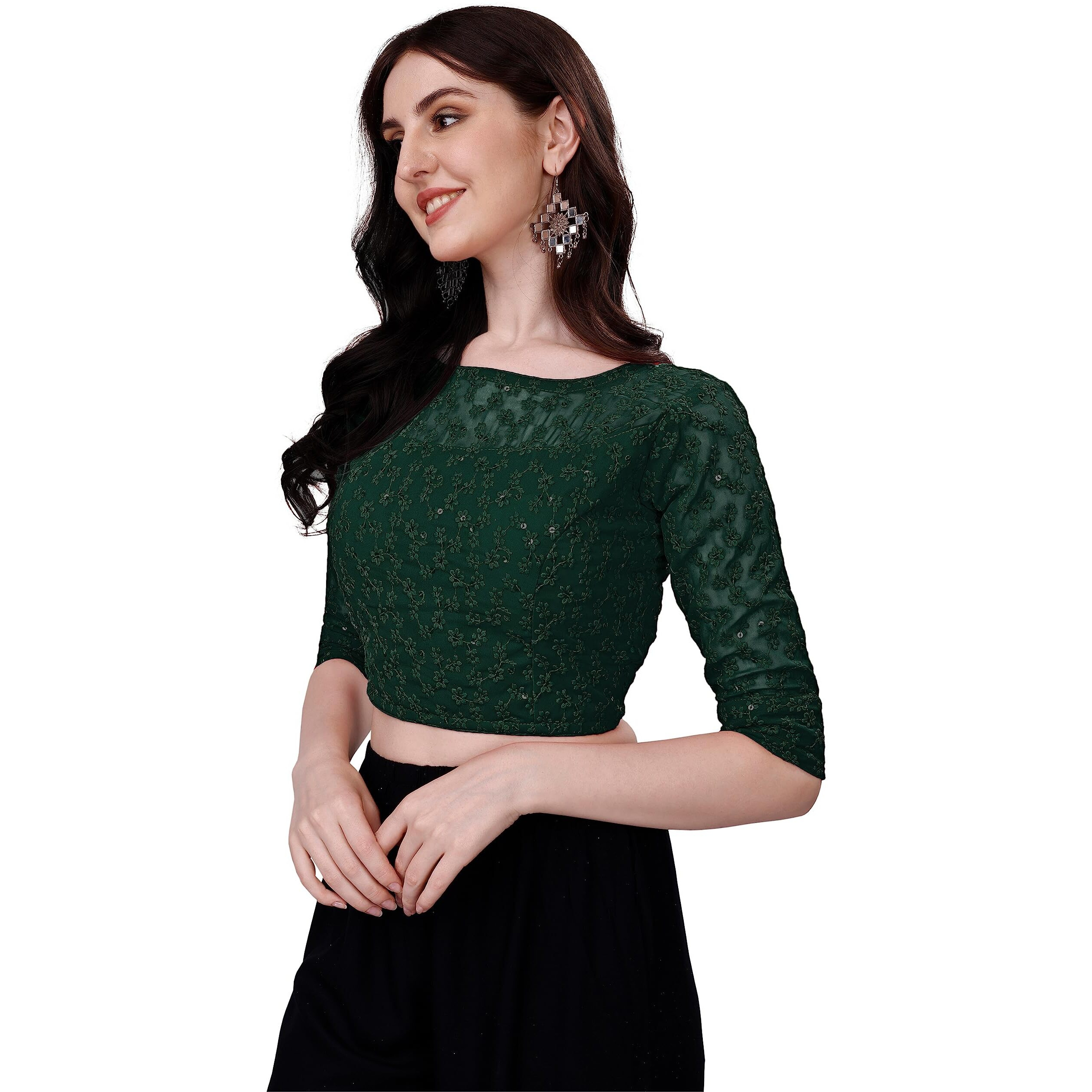 Pujia Mills Blouse for Women Blouse Readymade Stylish Design Blouses for Women Readymade Blouse for Women Stylish Fancy Blouse Stitched Blouse for Women Saree Blouse Green Blouse Readymade