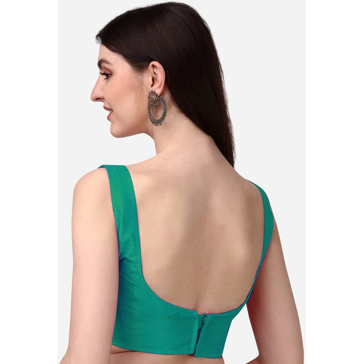 Pujia Mills Women's Silk Sleeveless Readymade Blouse (Sando_Rama_40 Alterable)