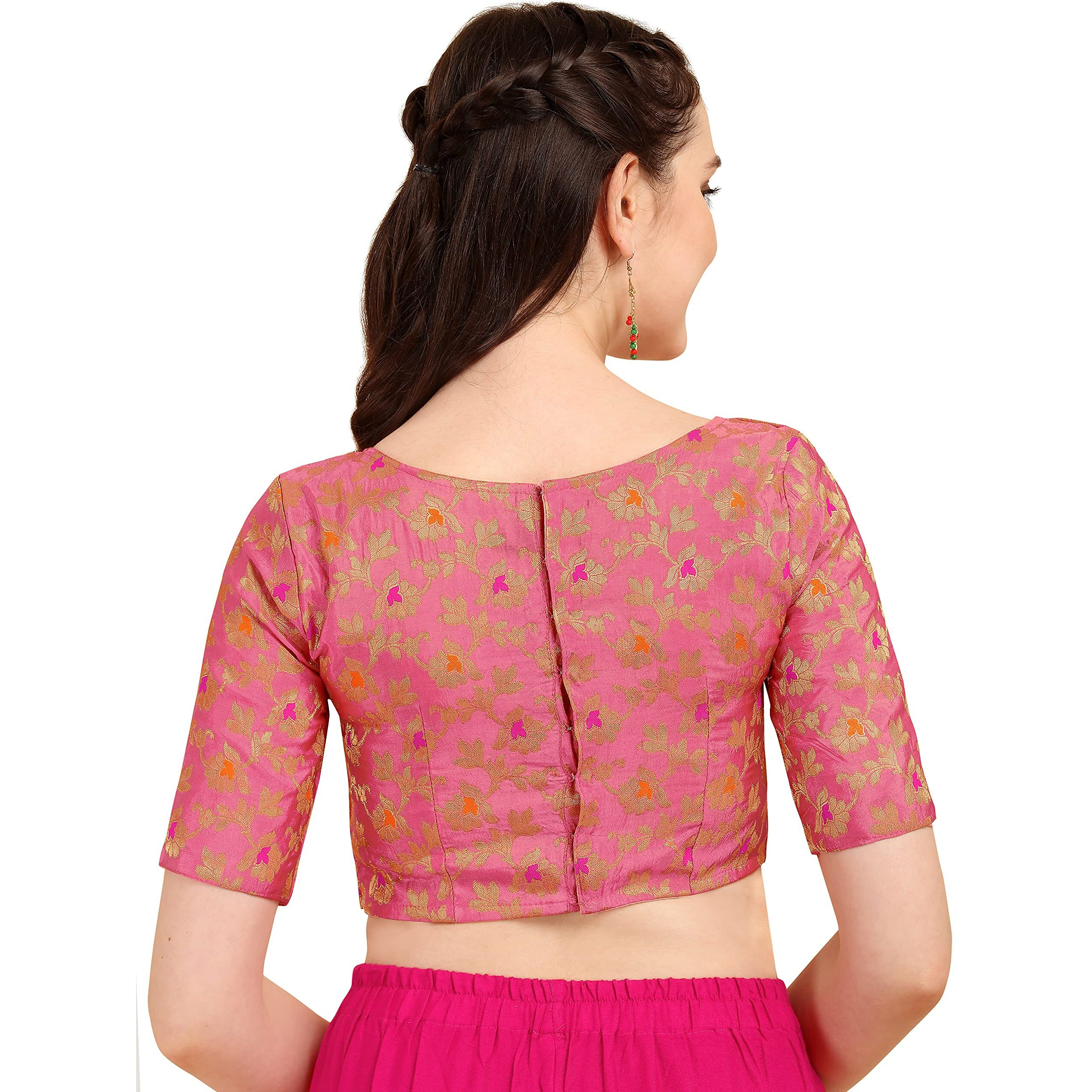 OOMPH Jacquard Red Readymade Blouse for Women - rbbl91s