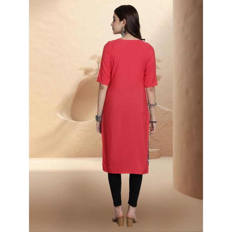Pinkmint Women's Crepe Digital Print Straight Kurta [Pack of 6]