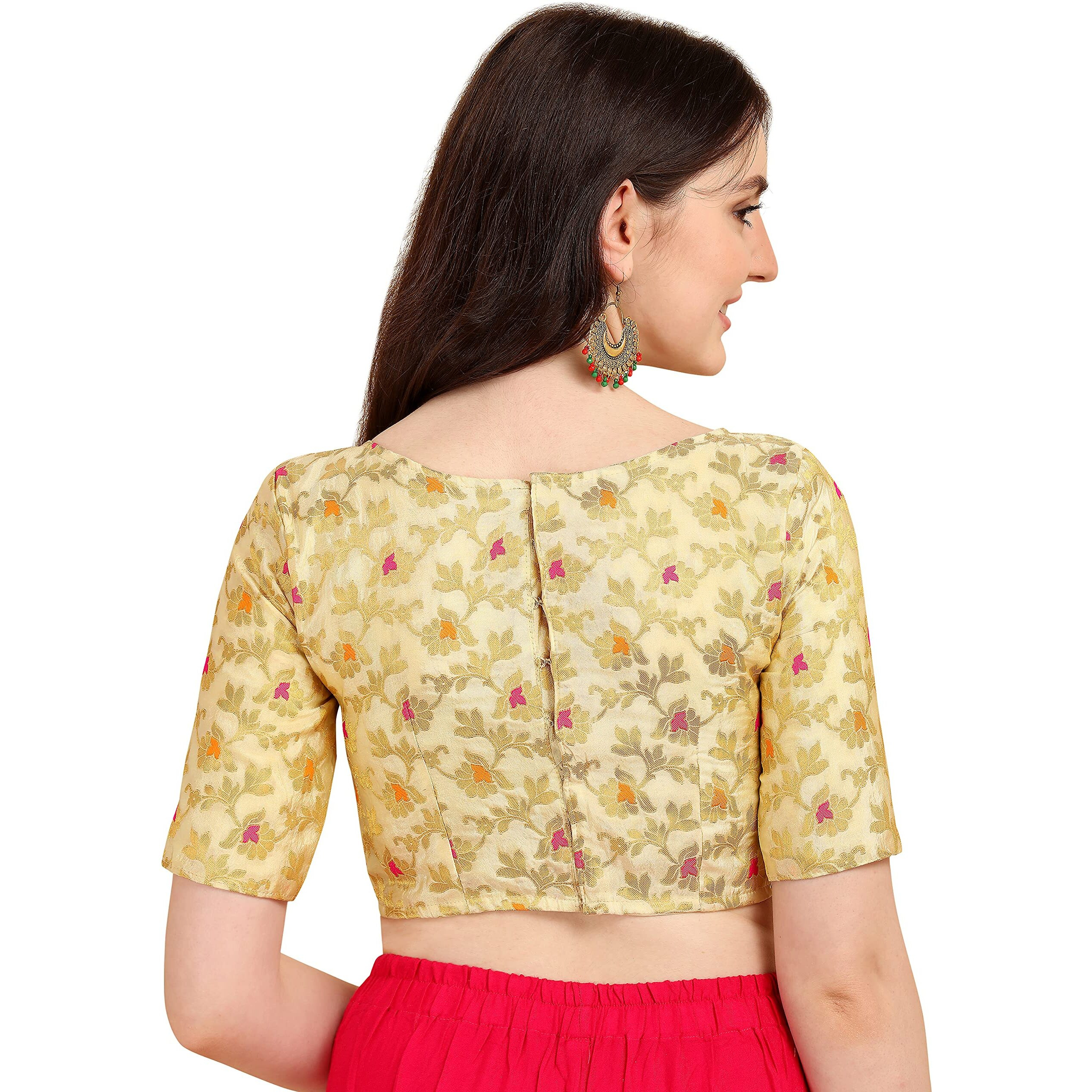 OOMPH Jacquard Beige Readymade Blouse for Women - rbbl92l