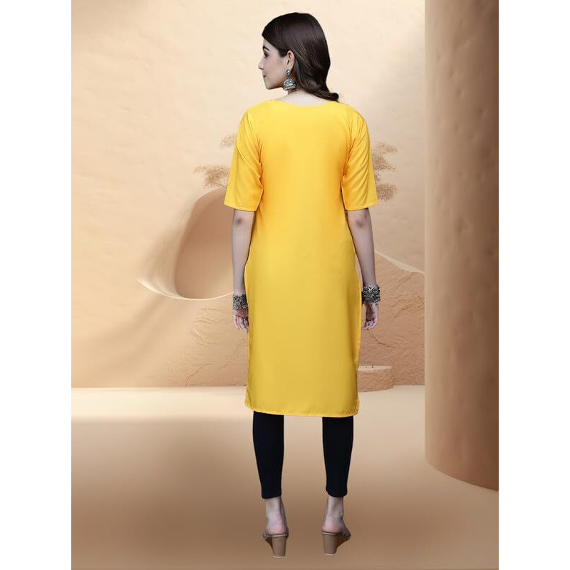 Pinkmint Women's Crepe Digital Print Straight Kurta [Pack of 6]