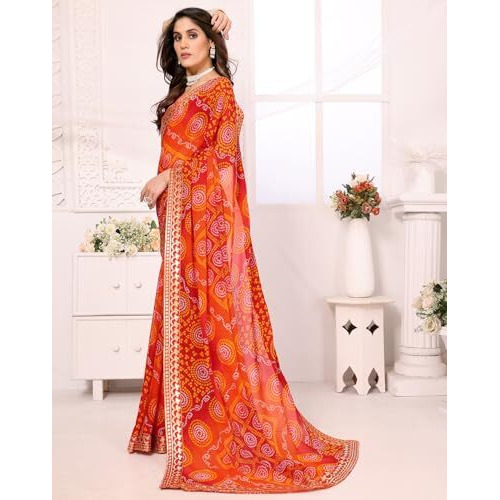 Yashika Women's Woven Latest Georgette Saree with Lace and Blouse Material (AZ-YS-P1-AACHAL-KORAM-Parent_Red)