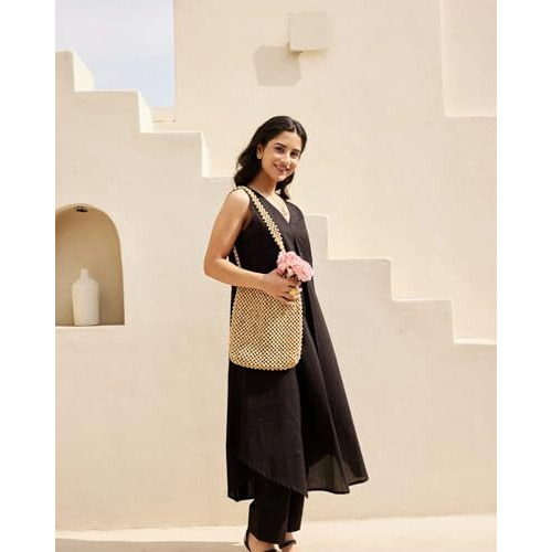 FABNEX Kurta Set for Women | Women Kurta | Women Kurta Sets Kurtis | Women Kurta Pant Set | Women Kurta Pant Set Women (K-114-Black-2XL)