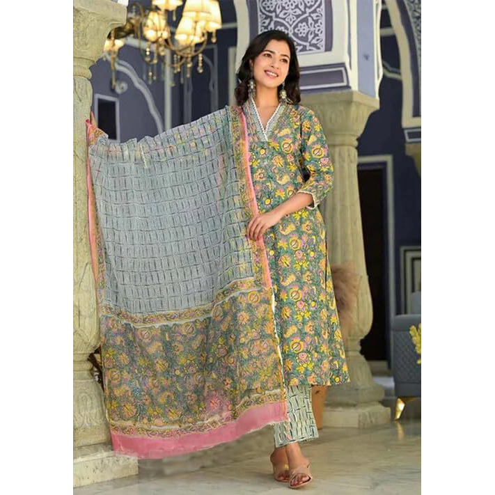FABNEX kurta set for women | Women Kurta | Women Kurta Sets Kurtis | Women Kurta Pant Set | Women Kurta Pant Set Women Kurti Set with Pant (K-73-Green-M)