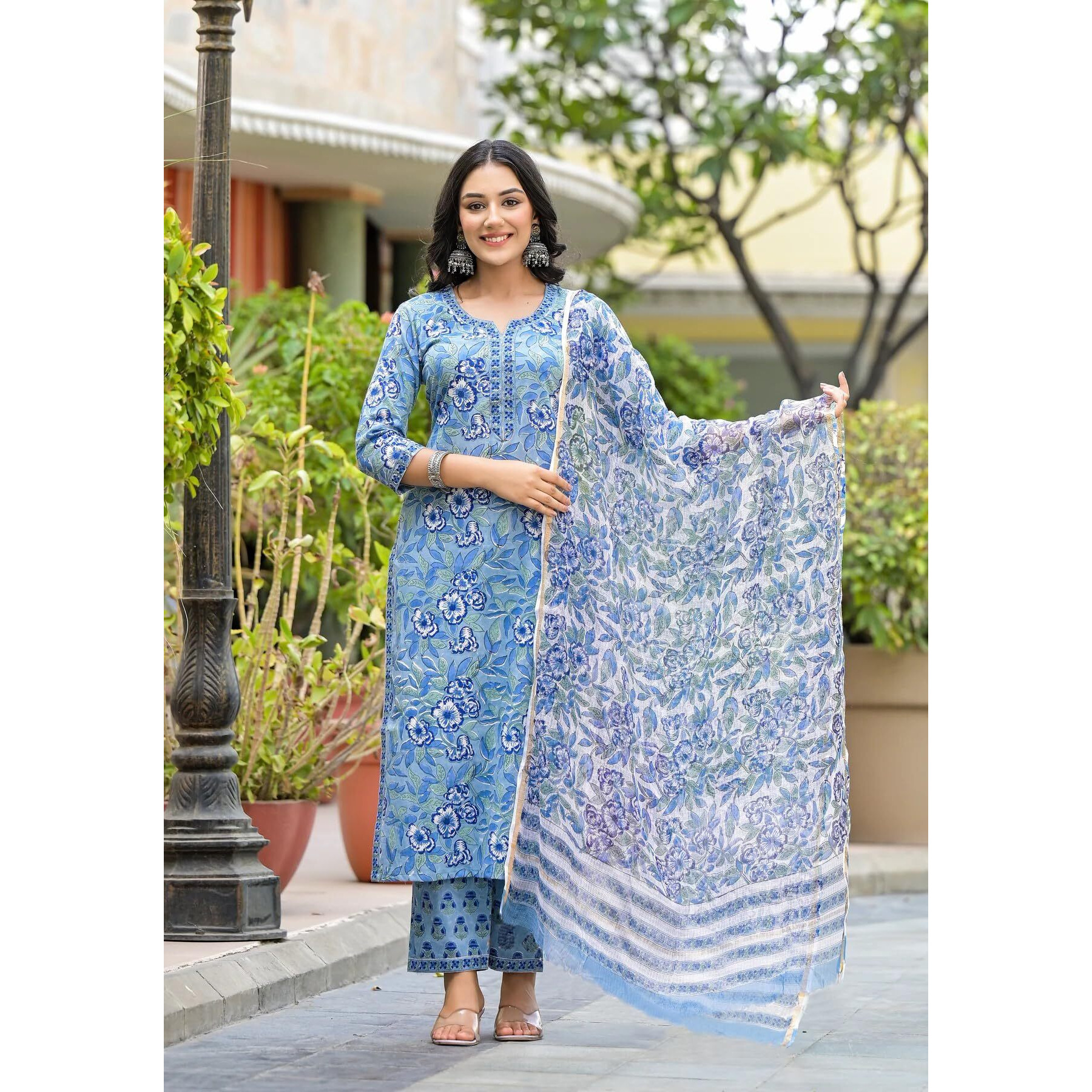 FABNEX kurta set for women | women embroidered kurta set | Women Kurta Sets Kurtis | Women Kurta Pant Set (K-101-BLUE-2XL)