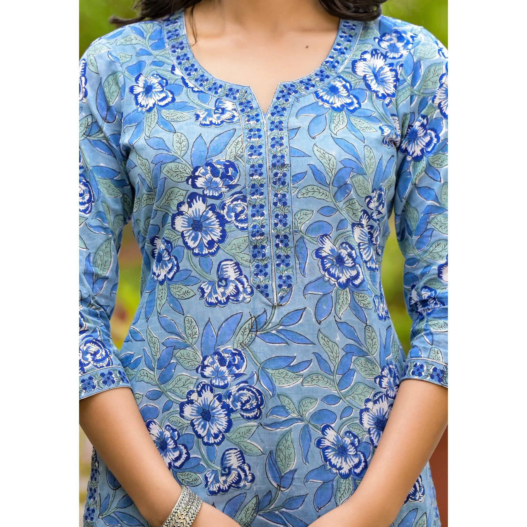 FABNEX kurta set for women | women embroidered kurta set | Women Kurta Sets Kurtis | Women Kurta Pant Set (K-101-BLUE-2XL)