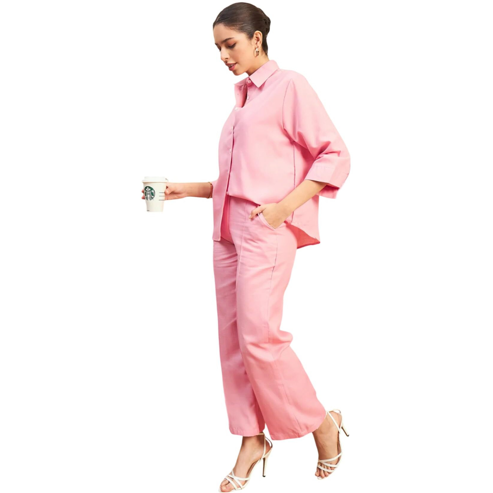 FABNEX Women Co Ord Set for Women | Co Ord Set for Women Stylish | Kurta Set for Women | Kurta Set | Ethnic Co Ord Set for Women | Full Sleeve Co-ord Set (K-110-Pink-M)