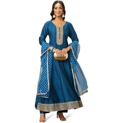 Amazon Brand - Myx Women's Rayon Salwar Suit (AW24-MYX-SKD-VN-04_Teal Blue_XS)