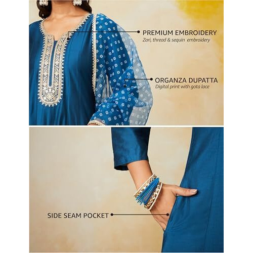 Amazon Brand - Myx Women's Rayon Salwar Suit (AW24-MYX-SKD-VN-04_Teal Blue_XS)