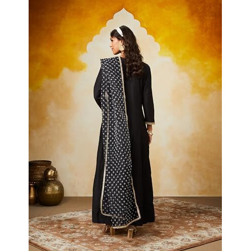 Amazon Brand - Myx Women's Rayon Salwar Suit (AW24-MYX-SKD-VN-04_Black_XS)