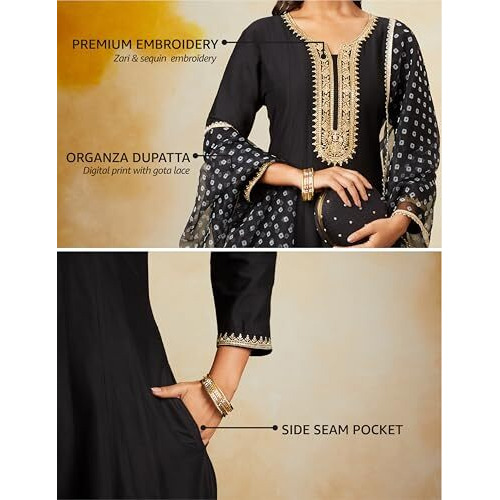 Amazon Brand - Myx Women's Rayon Salwar Suit (AW24-MYX-SKD-VN-04_Black_XS)