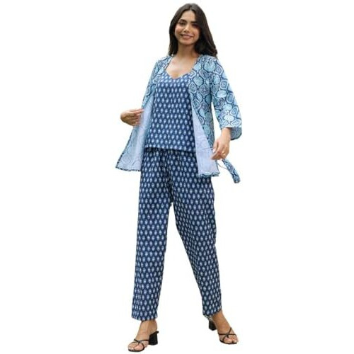 GRECIILOOKS 3 Piece Co-Ord Set for Women | Formal/Office Co-Ord Set for Women | Blazer Co-Ord Set for Women | Designer Kurta Set for Women | Kurta Set (in, Alpha, L, Regular, Blue)
