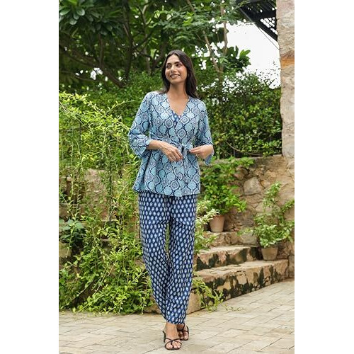 GRECIILOOKS 3 Piece Co-Ord Set for Women | Formal/Office Co-Ord Set for Women | Blazer Co-Ord Set for Women | Designer Kurta Set for Women | Kurta Set (in, Alpha, L, Regular, Blue)
