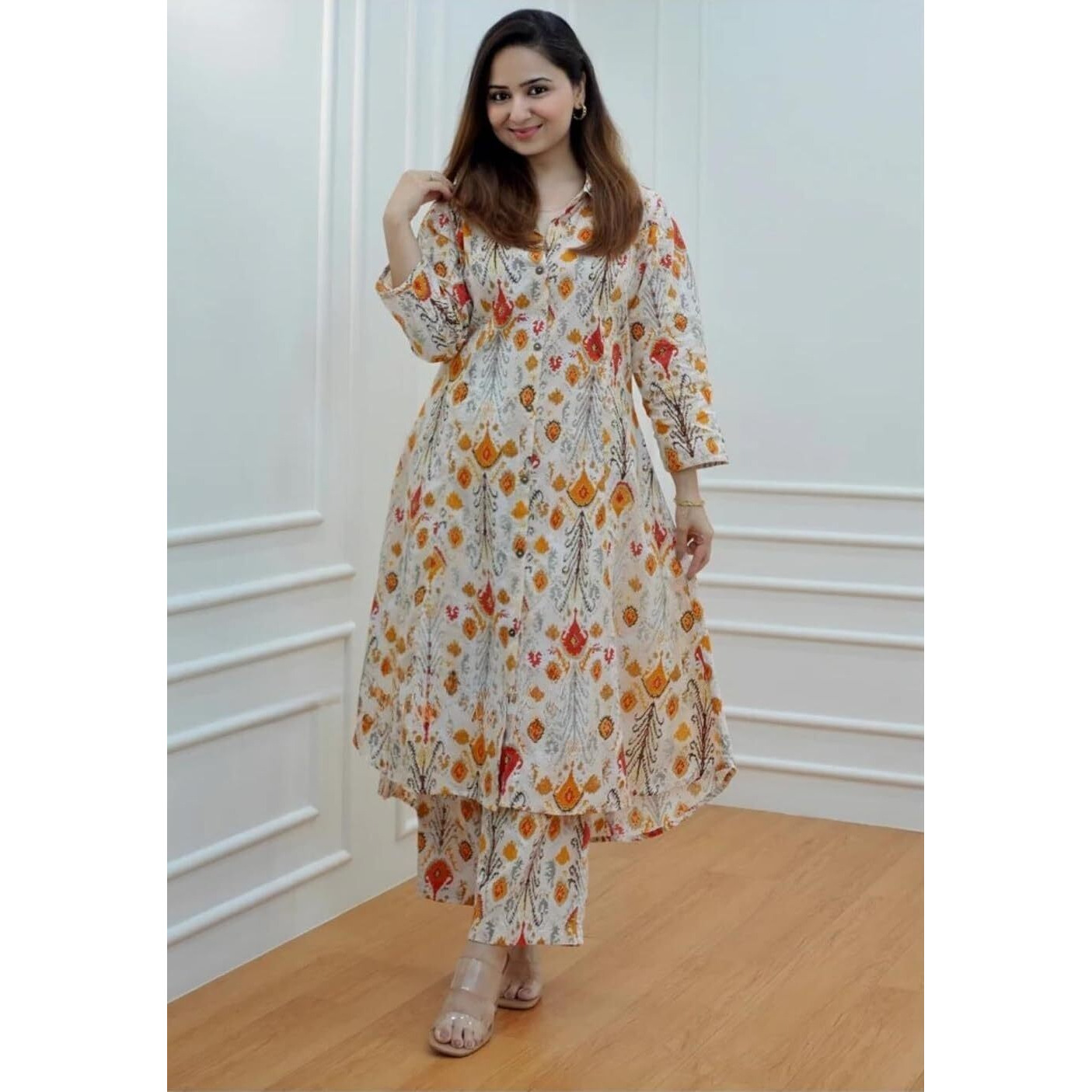 Leriya Fashion Rayon Ethnic Co Ord Set For Women Kurta Set For Women 2 Piece Kurta Set Kurta With Pant For Women (Large, Off White) Lf-W1826&Tr883