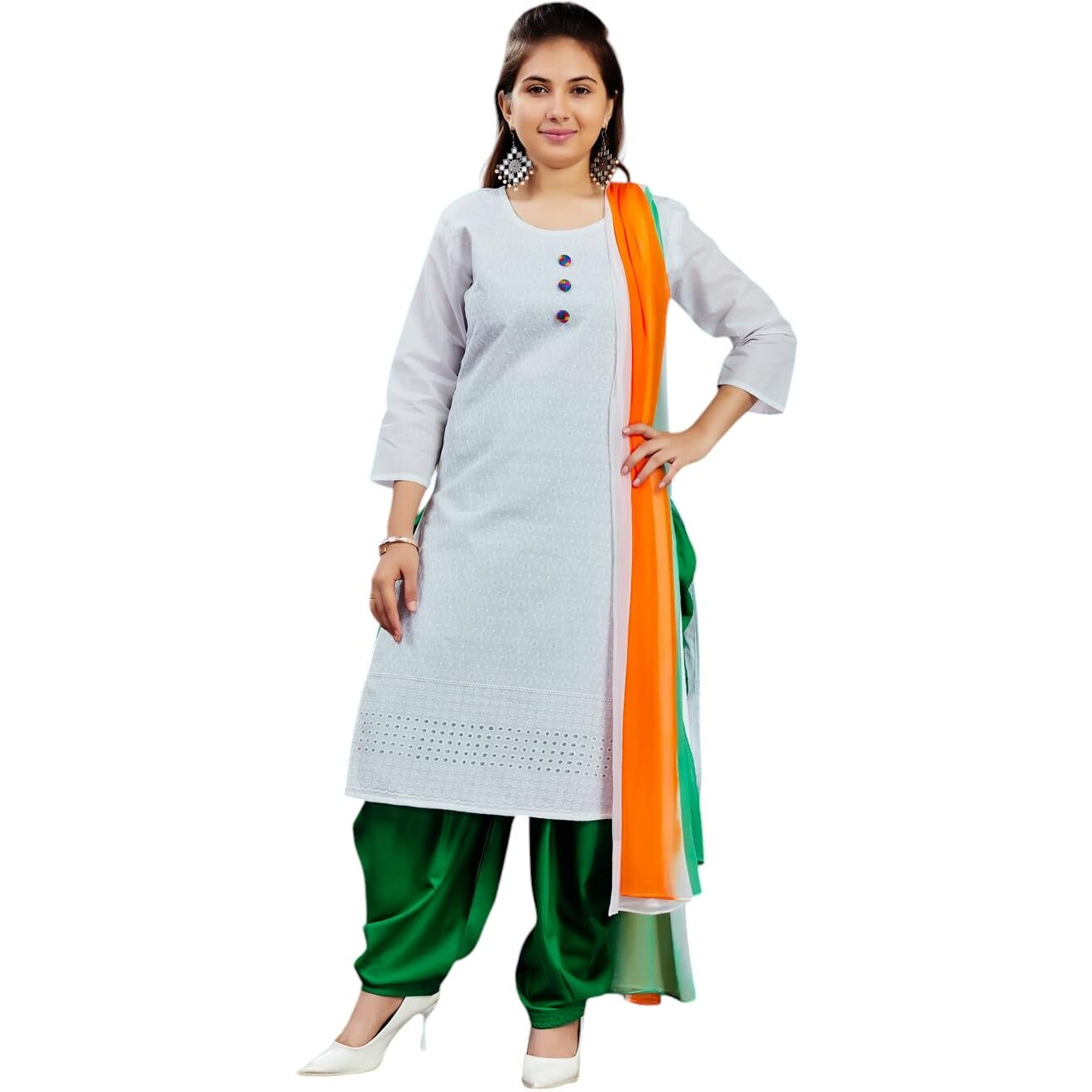Aarika Girls White Color Cotton Embroidery Kurti (KURTI-K-181-WHITE-28)