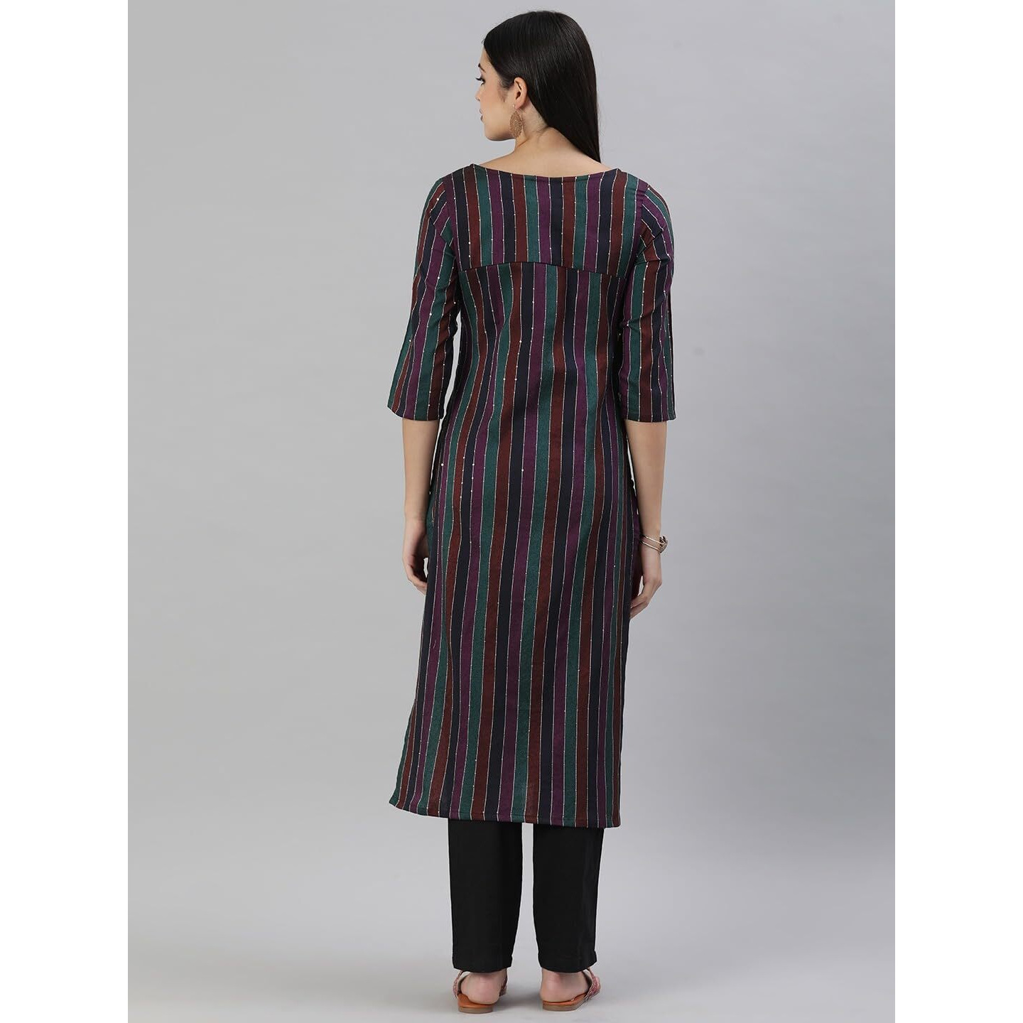 Hritika Women's Embellished Blue Color Kurta with Calf Length_(HRKR3_HRK0023MBLUE_M)