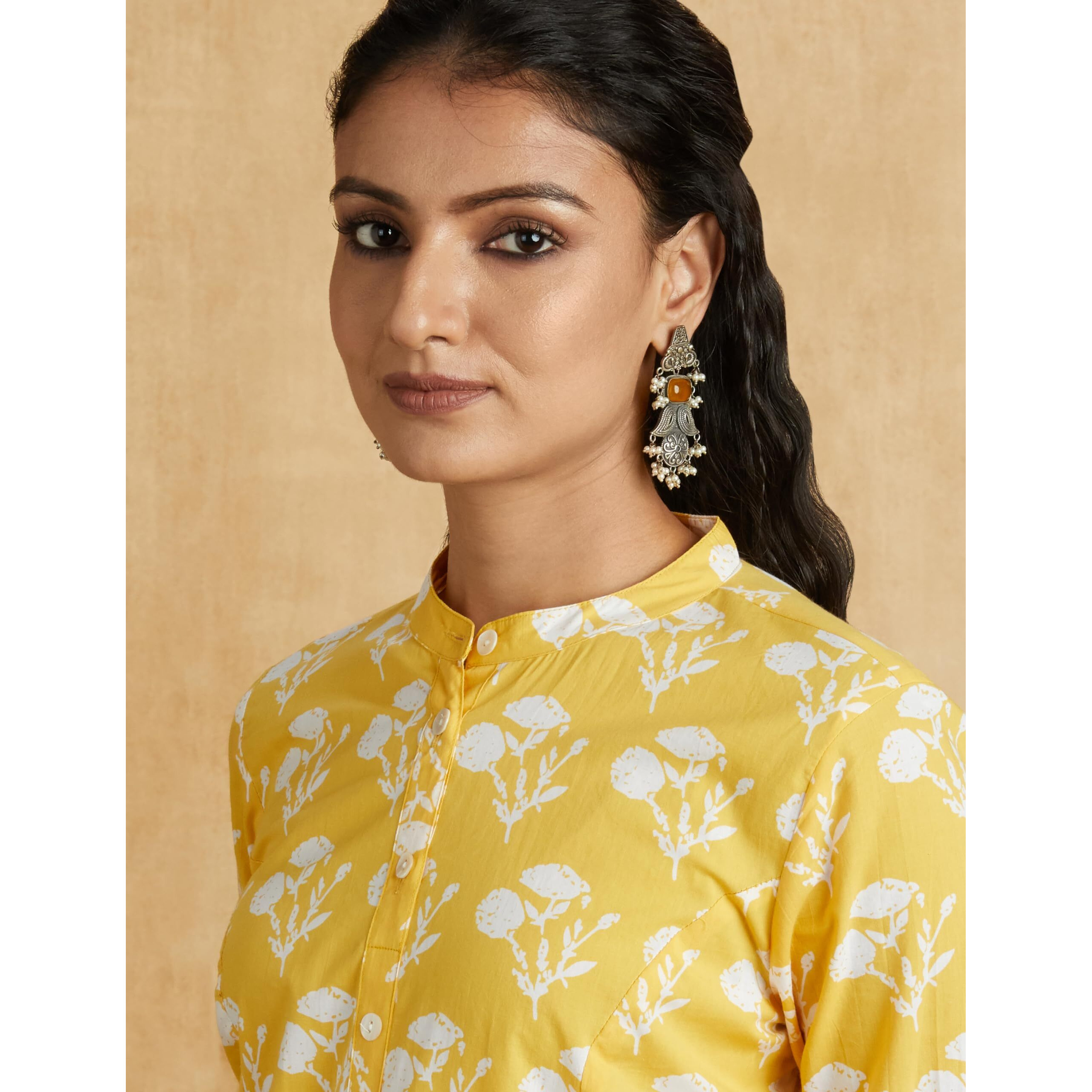 Amazon Brand - Myx Women's Cotton Printed Regular Kurti (PAG 102_Dalli (Ochre) _2XL)