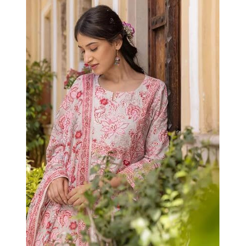 FABNEX kurta set for women | Women Kurta | Women Kurta Sets Kurtis | Women Kurta Pant Set | Women Kurta Pant Set Women Kurti Set with Pant (K-76-77) (S, Pink)