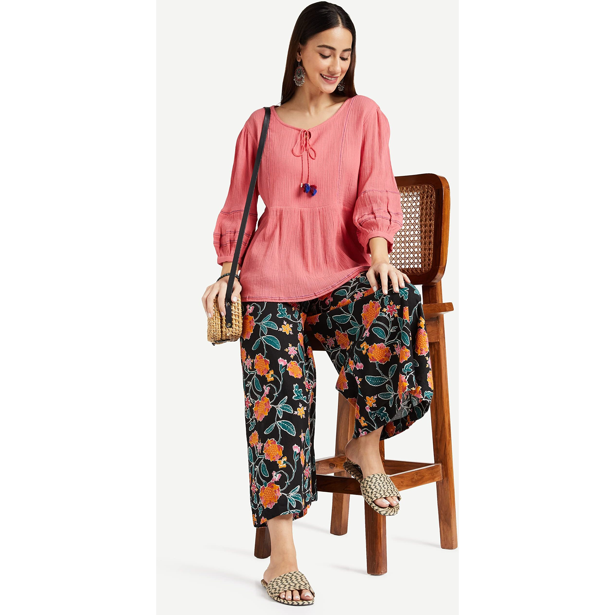 Amazon Brand - Myx Women's Loose Palazzo (PAG 207_Black2_L)