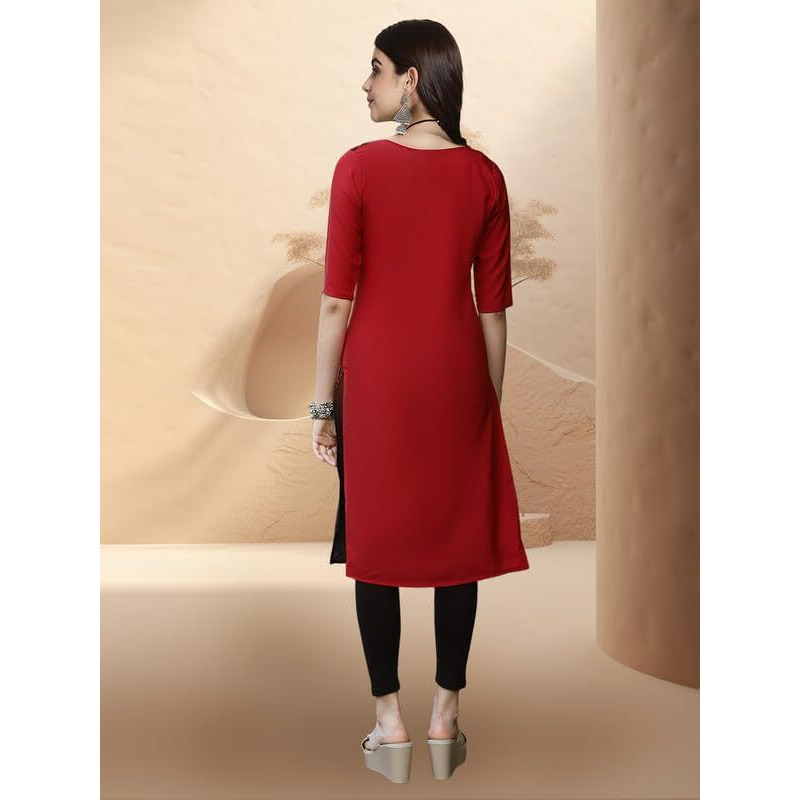 Pinkmint Women's Crepe Digital Print Straight Kurta [Pack of 6]