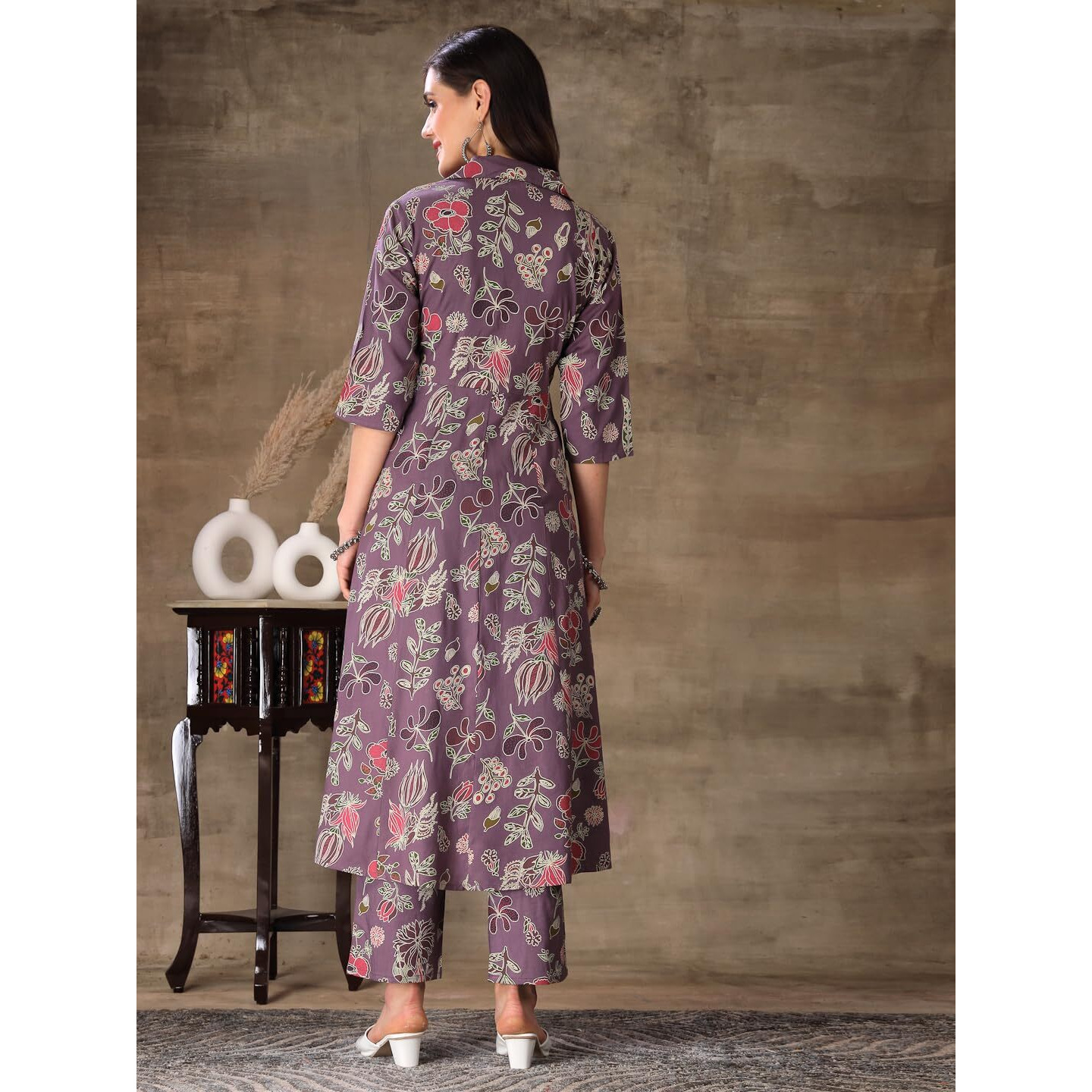 Stylum Women's Floral Printed Rayon Co-Ord Set (CSNAINAPURPLE34_Mauve, XS)