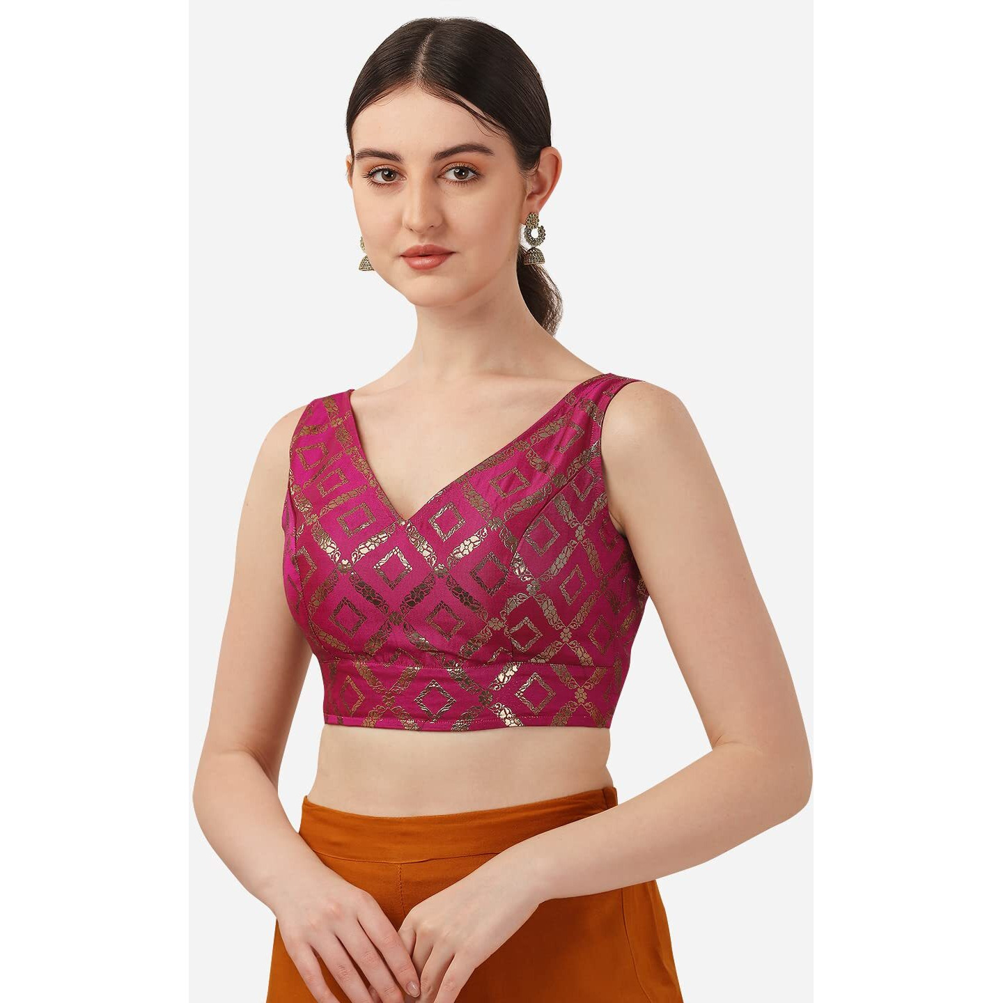OOMPH Pink Readymade Sleeveless Blouse for Women - rbbl295xxl