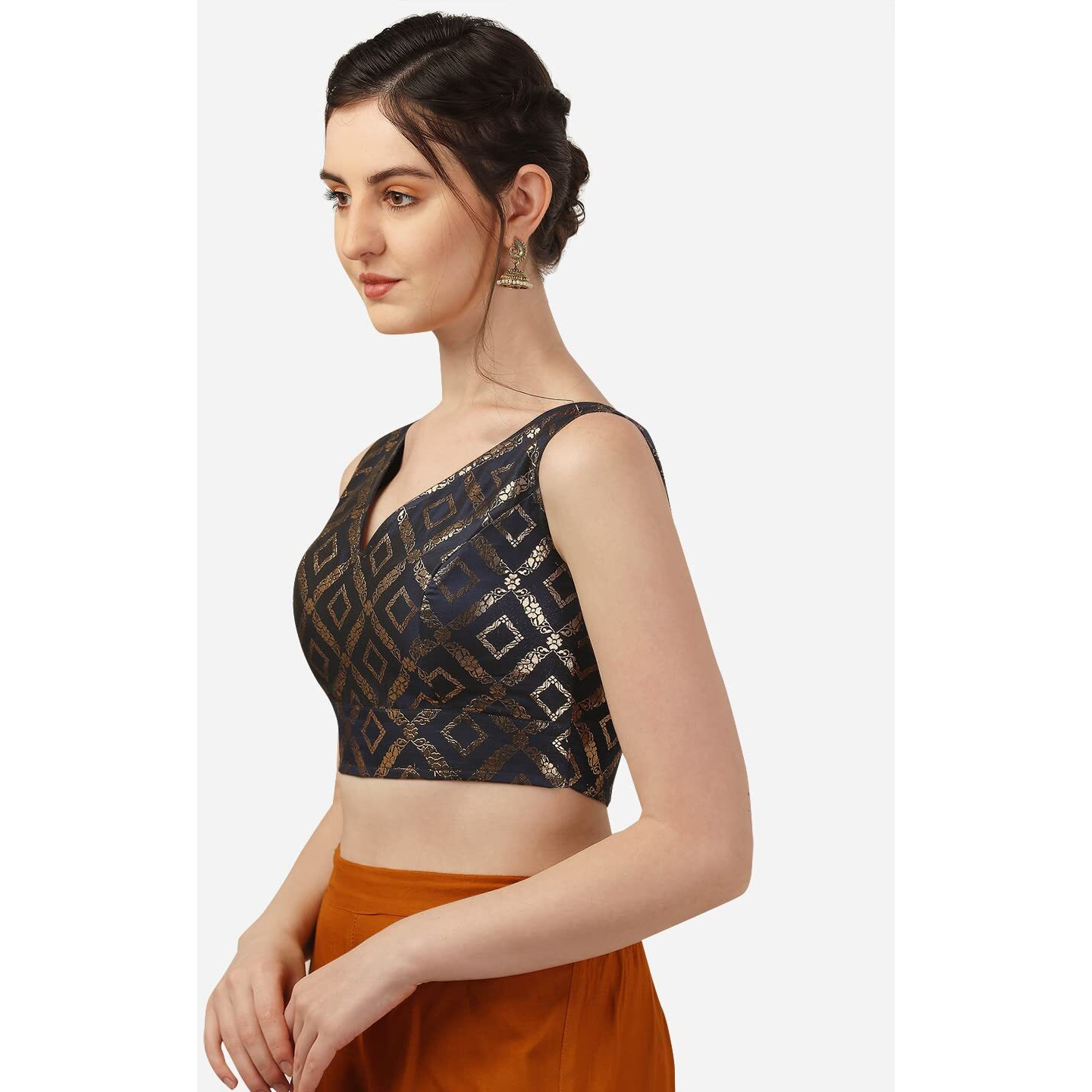 OOMPH Blue Readymade Sleeveless Blouse for Women - rbbl297xxl