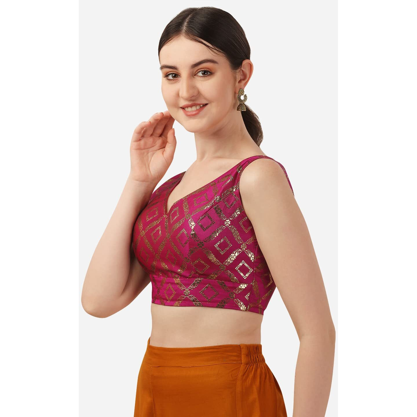 OOMPH Pink Readymade Sleeveless Blouse for Women - rbbl295l