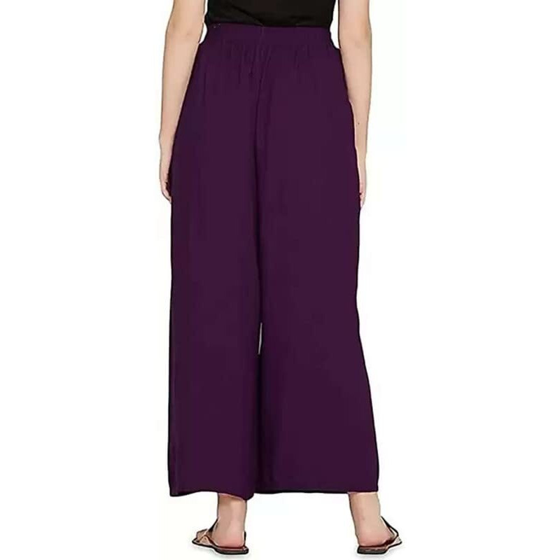 FASHION GALLERY Women's 14Kg Rayon Cotton Wine Color Waist Size 40 Inch with 39 Inch Length Elasticated Relaxed Fit Palazzo for Girls(Rayon Cotton Palazzo Wine Waist Size 40)