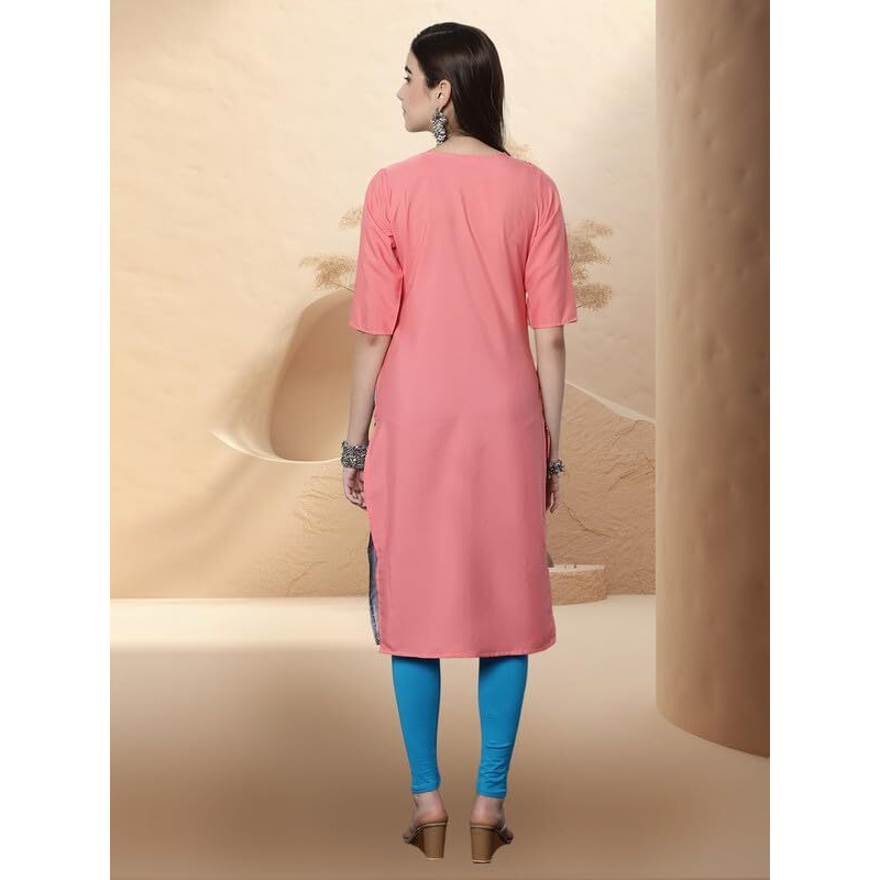 Pinkmint Women's Crepe Digital Print Straight Kurta [Pack of 6]