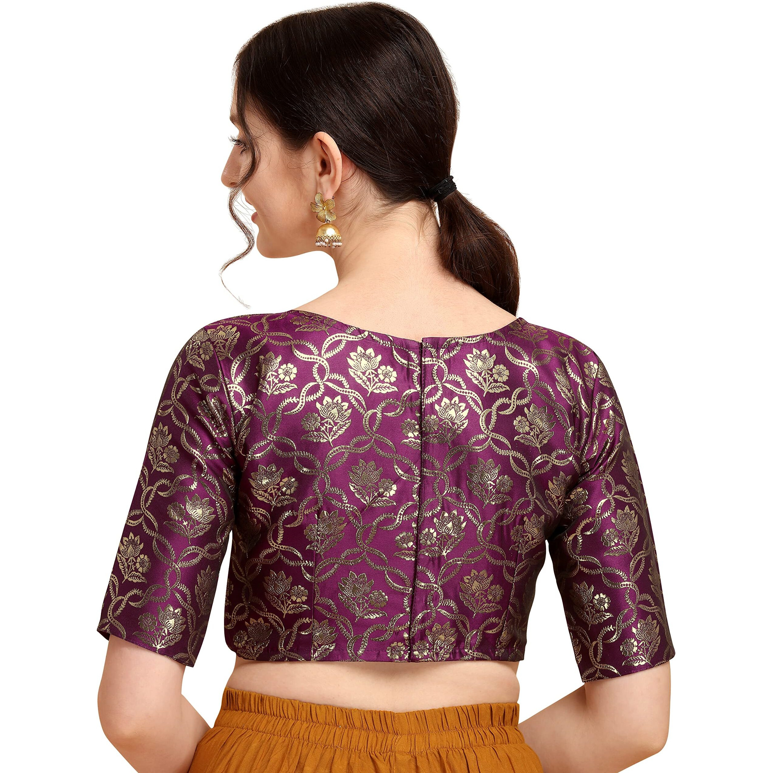 OOMPH Jacquard Purple Readymade Blouse for Women - rbbl160m