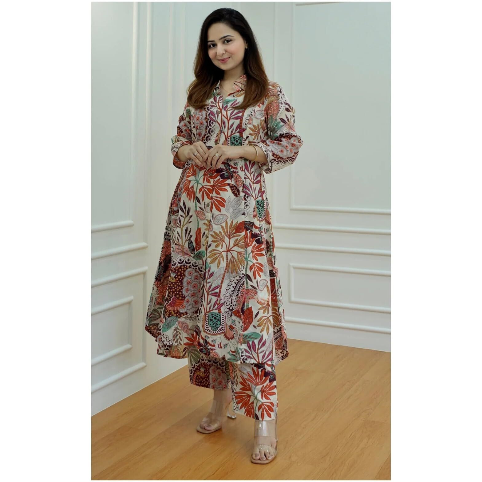 Leriya Fashion Cotton Blend Women Kurta & Pant | Women Kurta Set (Small, Multicolor)