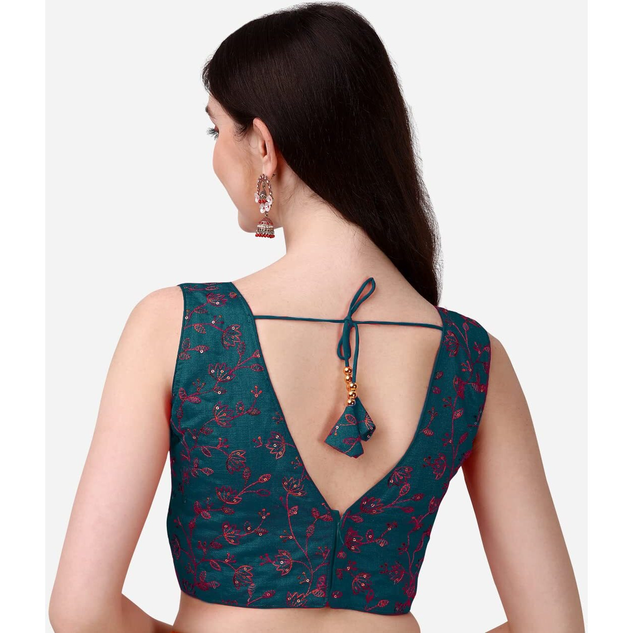 Pujia Mills Womens Sweetheart Neck Sleeveless Saree Blouse(Pihu) (More Peach, 36)