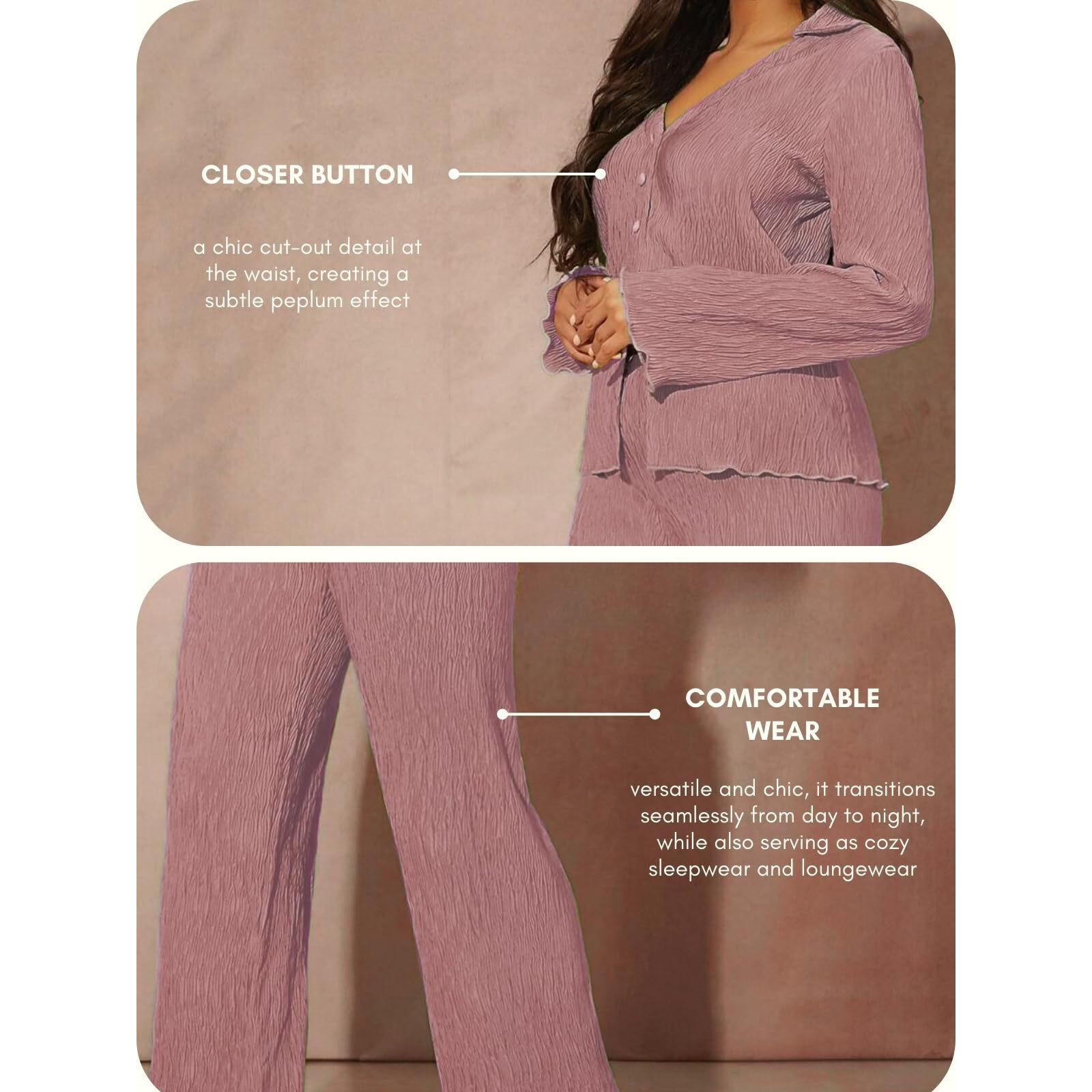 GRECIILOOKS Co Ord Set for Women | Co Ord Set for Women Stylish | Textured Co Ord Set for Women | Travel Co Ord Set for Women | Full Sleeve Women Co-ord Set (in, Alpha, 3XL, Regular, Pink)