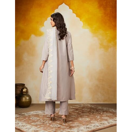 Amazon Brand - Myx Women's Rayon Salwar Suit (AW24-MYX-SKD-VN-07_Grey_M)