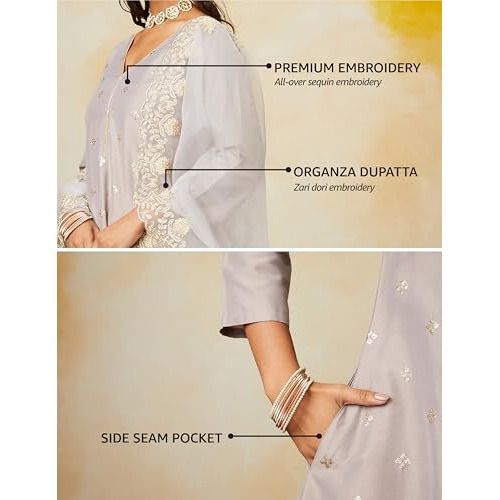 Amazon Brand - Myx Women's Rayon Salwar Suit (AW24-MYX-SKD-VN-07_Grey_M)