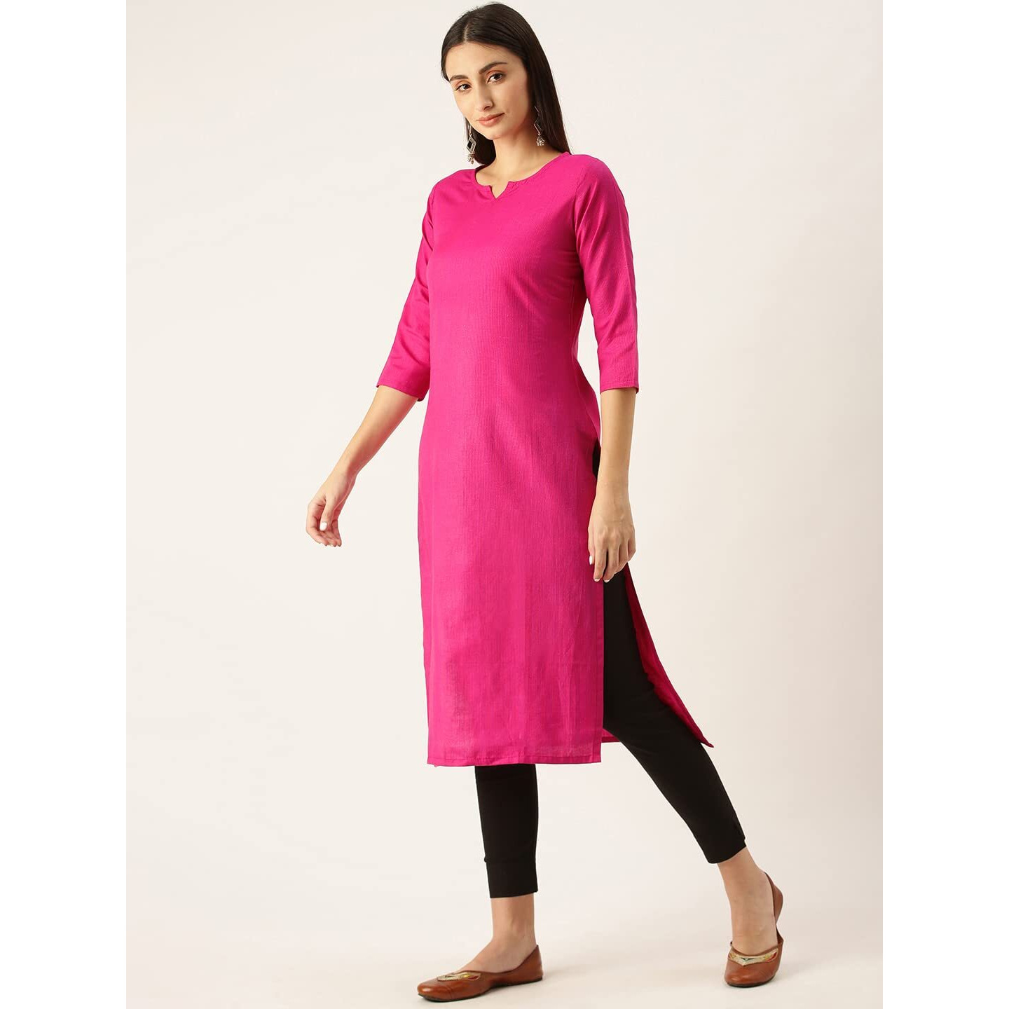 Hritika Pink Colored Solid Plain Cotton Blend Kurta Under 300_(HRK007PNK_XL)