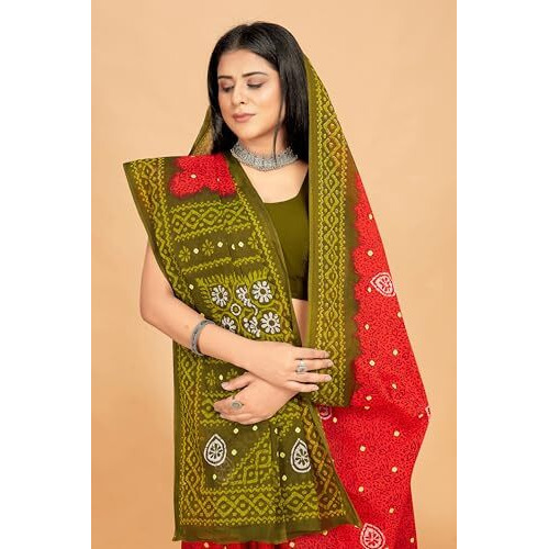 Tamaira Fashion Women's Plain Cotton Saree (11514_Red