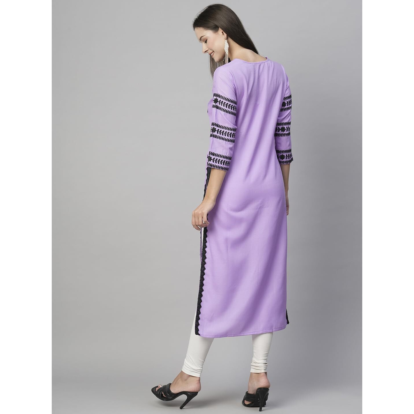 ANNI DESIGNER Women's Cotton Blend Chikankari Embroidered Straight Kurta (STHO-Purple-NW_S_Purple_Small)